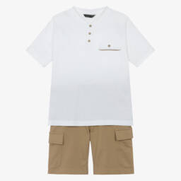 Mayoral Nukutavake-Boys Soft Beige Cargo Ensemble | Childrensalon Outlet