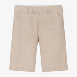 Mayoral Nukutavake-Boys Tailored Beige Cotton-Linen Bermudas | Childrensalon Outlet