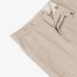 Mayoral Nukutavake-Boys Tailored Beige Cotton-Linen Bermudas | Childrensalon Outlet
