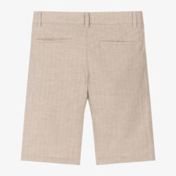 Mayoral Nukutavake-Boys Tailored Beige Cotton-Linen Bermudas | Childrensalon Outlet