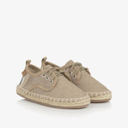 Mayoral-Boys Tan Linen Blend Lace-Up Espadrilles | Childrensalon Outlet
