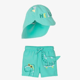 Mayoral-Boys Teal Dinosaur Swimwear Set | Childrensalon Outlet