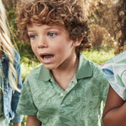 Mayoral-Boys Tropical Leaf Polo Tee | Childrensalon Outlet