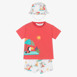 Mayoral Newborn-Boys Tropical Red Beachwear Trio | Childrensalon Outlet