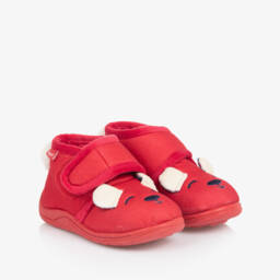 Mayoral-Boys Velour Bear Slippers in Red | Childrensalon Outlet