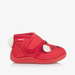Mayoral-Boys Velour Bear Slippers in Red | Childrensalon Outlet