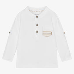 Mayoral-Бело-бежевый хлопковый топ | Childrensalon Outlet