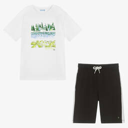 Mayoral-Boys White & Black Cotton Shorts Set | Childrensalon Outlet