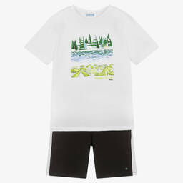 Mayoral-Boys White & Black Cotton Shorts Set | Childrensalon Outlet