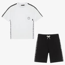 Mayoral Нукутаваке-Белая футболка и черные шорты из хлопка | Childrensalon Outlet