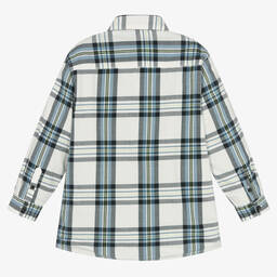 Mayoral-Boys White & Blue Checked Cotton Shirt | Childrensalon Outlet