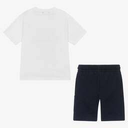 Mayoral-Boys White & Blue Cotton Shorts Set | Childrensalon Outlet