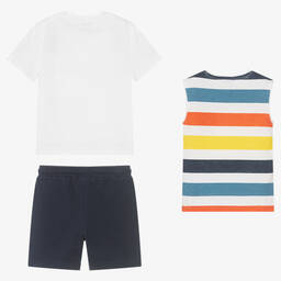 Mayoral-Бело-синий комплект с шортами из хлопка | Childrensalon Outlet