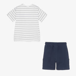 Mayoral-Boys White & Blue Cotton Shorts Set | Childrensalon Outlet
