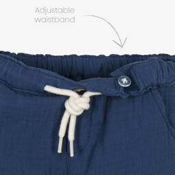 Mayoral-Boys White & Blue Cotton Trouser Set | Childrensalon Outlet