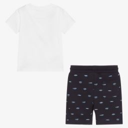 Mayoral-Boys White & Blue Shorts Set | Childrensalon Outlet
