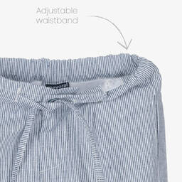 Mayoral-Boys White Cotton & Linen Pinstripe Trouser Set  | Childrensalon Outlet