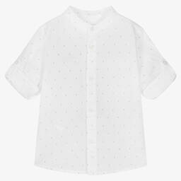 مايورال-قميص أطفال ولادي قطن وكتان لون أبيض | Childrensalon Outlet
