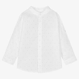 مايورال-قميص أطفال ولادي قطن وكتان لون أبيض | Childrensalon Outlet