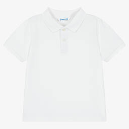 Mayoral-Белая рубашка поло из хлопкового пике | Childrensalon Outlet