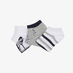 مايورال-جوارب قطن محبوك لون أبيض ورمادي وكحلي (عدد 3) | Childrensalon Outlet