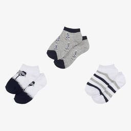 مايورال-جوارب قطن محبوك لون أبيض ورمادي وكحلي (عدد 3) | Childrensalon Outlet