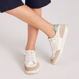 Mayoral-Boys White Leather Pastel Accent Sneakers | Childrensalon Outlet