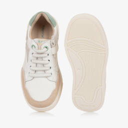 Mayoral-Boys White Leather Pastel Accent Sneakers | Childrensalon Outlet