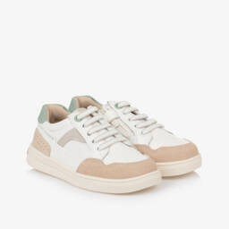 Mayoral-Boys White Leather Pastel Accent Sneakers | Childrensalon Outlet