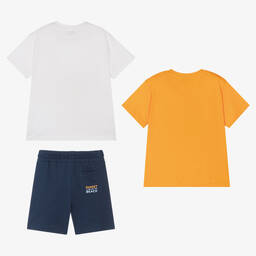 Mayoral-Boys White & Orange Cotton Shorts Set | Childrensalon Outlet