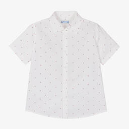 Mayoral-Boys White Patterned Cotton Shirt | Childrensalon Outlet