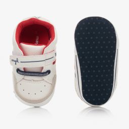 مايورال Newborn-ترينرز جلد صناعي لون أبيض وأحمر لمرحلة قبل المشي للمواليد | Childrensalon Outlet