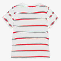 Mayoral-Белая хлопковая футболка в красную полоску | Childrensalon Outlet