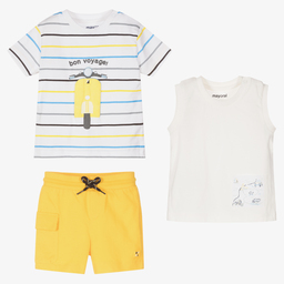 Mayoral-Boys White & Yellow Shorts Set | Childrensalon Outlet