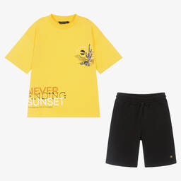 Mayoral-Boys Yellow & Black Cactus Shorts Set | Childrensalon Outlet