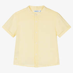 مايورال-قميص أطفال ولادي قطن وكتان لون أصفر | Childrensalon Outlet