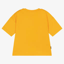 Mayoral-Желтая хлопковая футболка с зеленым рисунком | Childrensalon Outlet