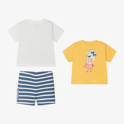 Mayoral-Boys Yellow Cotton Shorts Set | Childrensalon Outlet