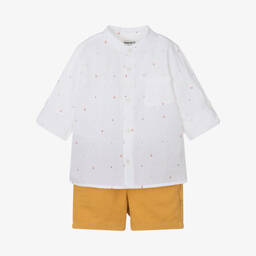 Mayoral-Boys Yellow Cotton Twill Shorts Set | Childrensalon Outlet