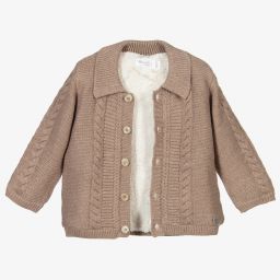 Mayoral Newborn-Brown Knitted Baby Pram Coat  | Childrensalon Outlet