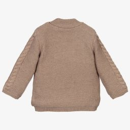 Mayoral Newborn-Brown Knitted Baby Pram Coat  | Childrensalon Outlet