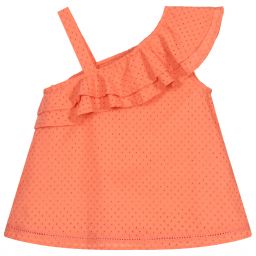 Mayoral-Coral Orange Cotton Blouse | Childrensalon Outlet