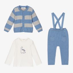 Mayoral Newborn-طقم قطن عضوي لن أزرق وعاجي للمواليد | Childrensalon Outlet