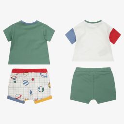 Mayoral Newborn-طقم شورت قطن جيرسي لون أخضر وعاجي للمواليد (عدد 2) | Childrensalon Outlet