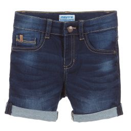 Mayoral-Dark Blue Wash Denim Shorts | Childrensalon Outlet