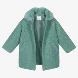 Mayoral-Бирюзовое пальто из букле для девочек | Childrensalon Outlet