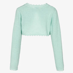 Mayoral-Girls Aqua Green Cotton Bolero Cardigan | Childrensalon Outlet