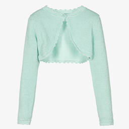 Mayoral-Girls Aqua Green Cotton Bolero Cardigan | Childrensalon Outlet