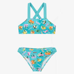 Mayoral-Girls Aqua Tropical Patterned Bikini | Childrensalon Outlet