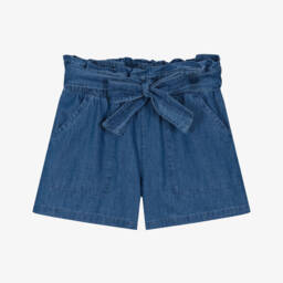 Mayoral-Шорты из хлопка с поясом для девочек в лазурном цвете | Childrensalon Outlet